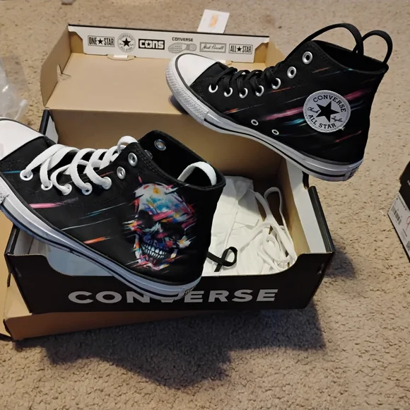 Converse Black and White High-Top Sneakers - Picture 4 of 6